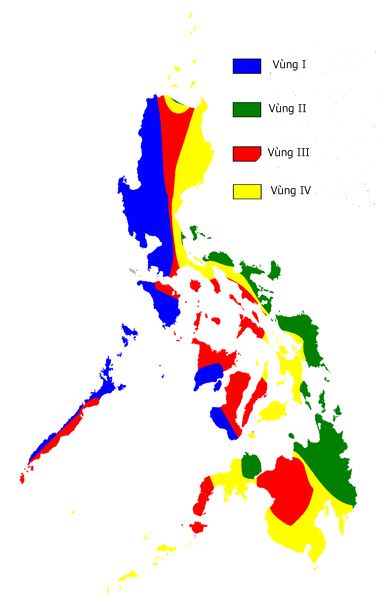 phân chia khí hậu ở Philippines theo khu vực