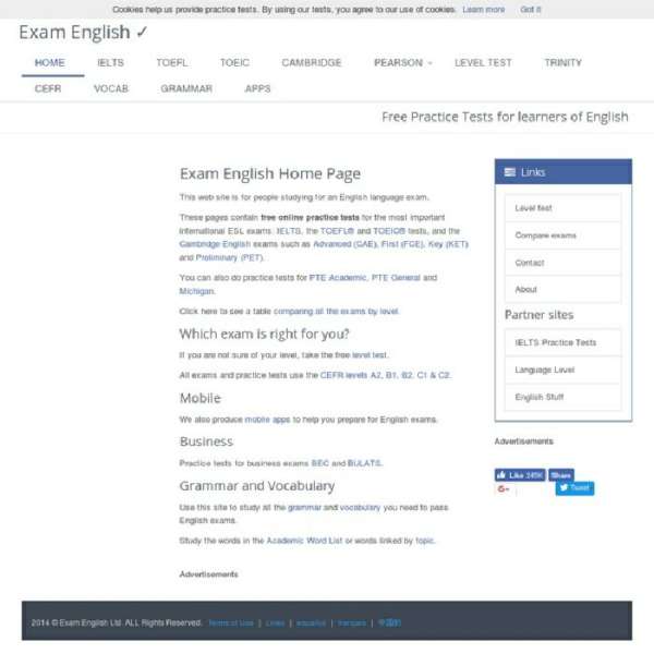 học tiếng Anh miễn phí trên mạng với Exam English